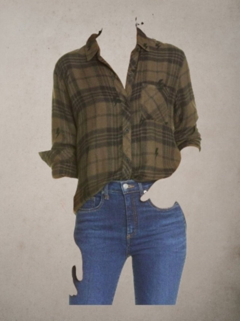 Rails SZ S Hunter Plaid Lightning Bolt Soft Button Up Collared Long Sleeve Shirt